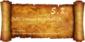 Sárossy Kristóf névjegykártya